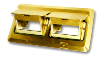 JY-8912G 兩聯地板插座-空鋁盒上座(金色)